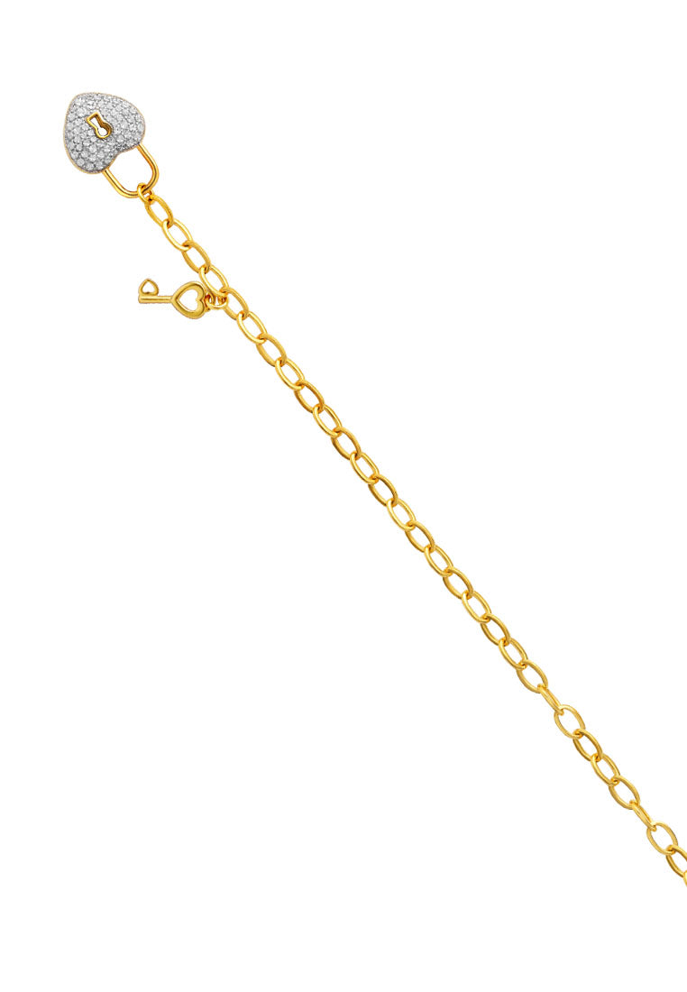 TOMEI Diamond Cut Collection Love Lock Bracelet, Yellow Gold 916