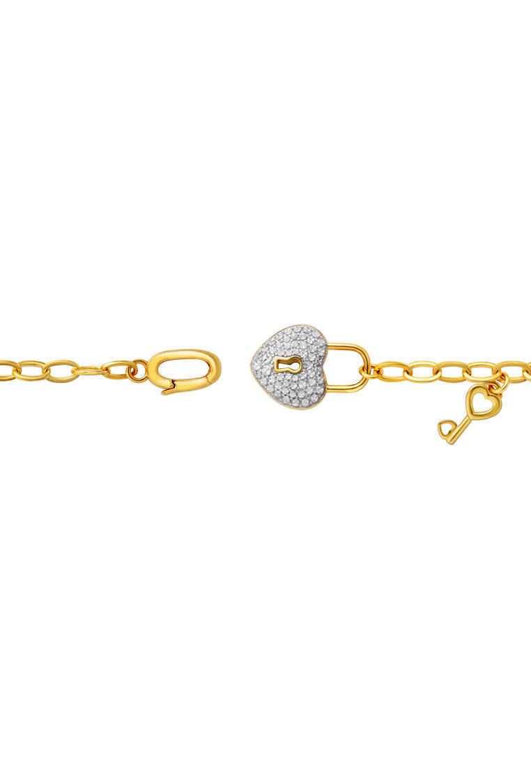 TOMEI Diamond Cut Collection Love Lock Bracelet, Yellow Gold 916