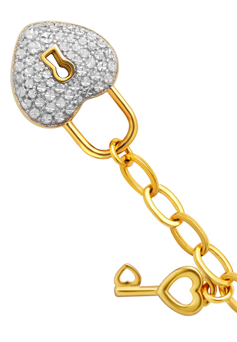 TOMEI Diamond Cut Collection Love Lock Bracelet, Yellow Gold 916