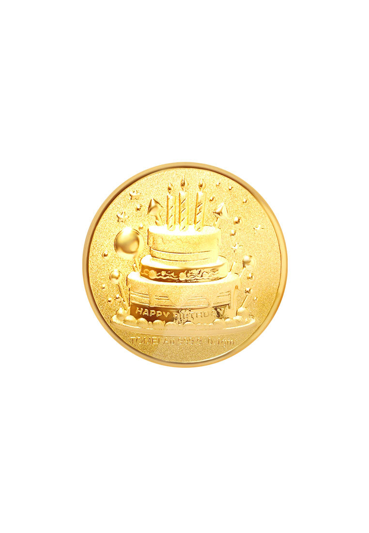 TOMEI Happy Birthday Gold Wafer 0.1G, Yellow Gold 9999