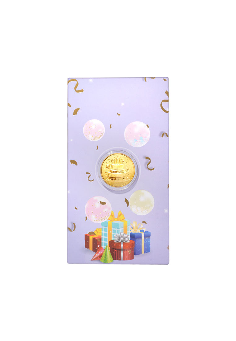 TOMEI Happy Birthday Gold Wafer 0.1G, Yellow Gold 9999