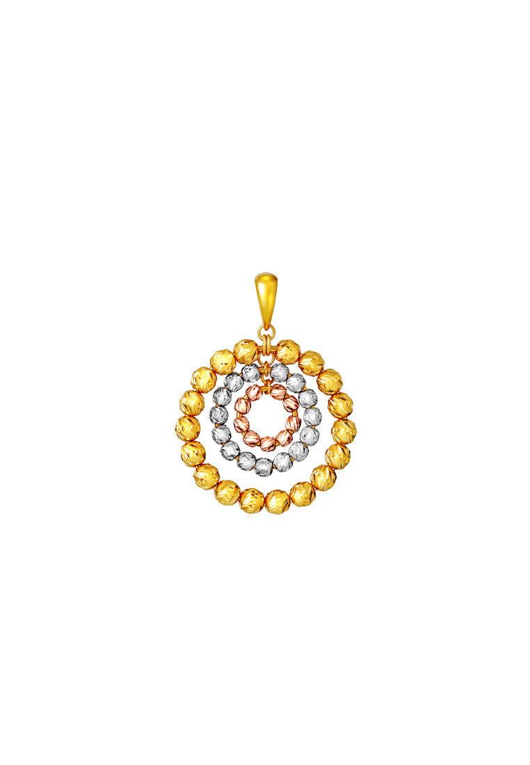 TOMEI Trio-Circle Of Bead Pendant, Yellow Gold 916