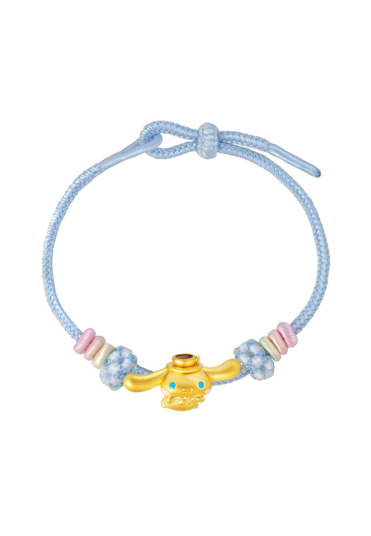 TOMEI X Sanrio Cinnamoroll 5D Charm with Blue Rope Bracelet, Yellow Gold 999