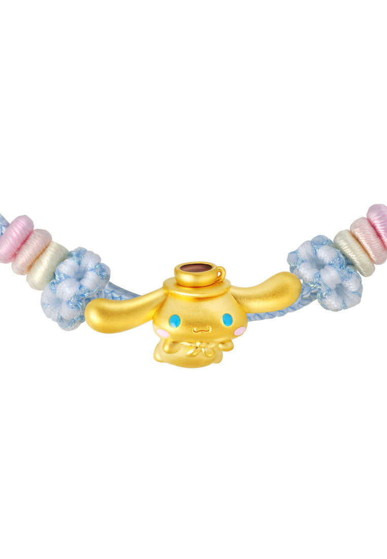 TOMEI X Sanrio Cinnamoroll 5D Charm with Blue Rope Bracelet, Yellow Gold 999