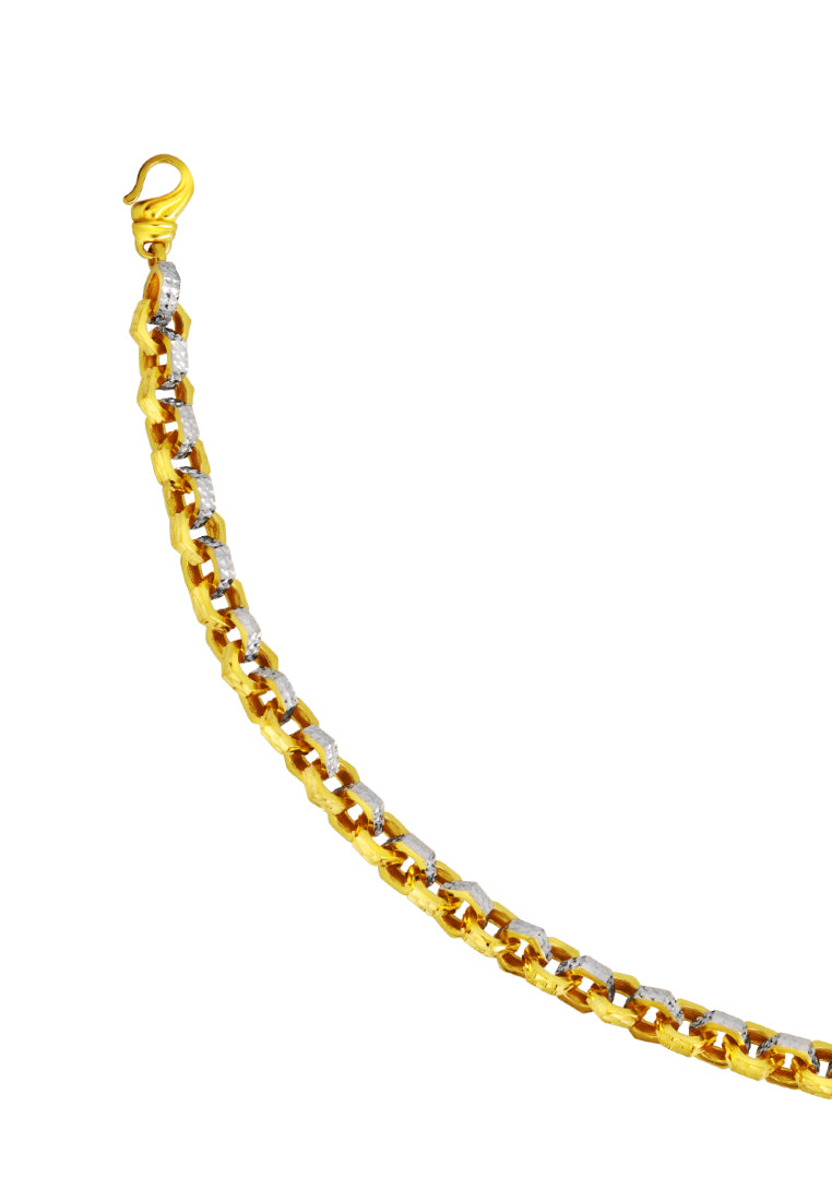 TOMEI Dual-Tone Hexagon Linked Bracelet, Yellow Gold 916
