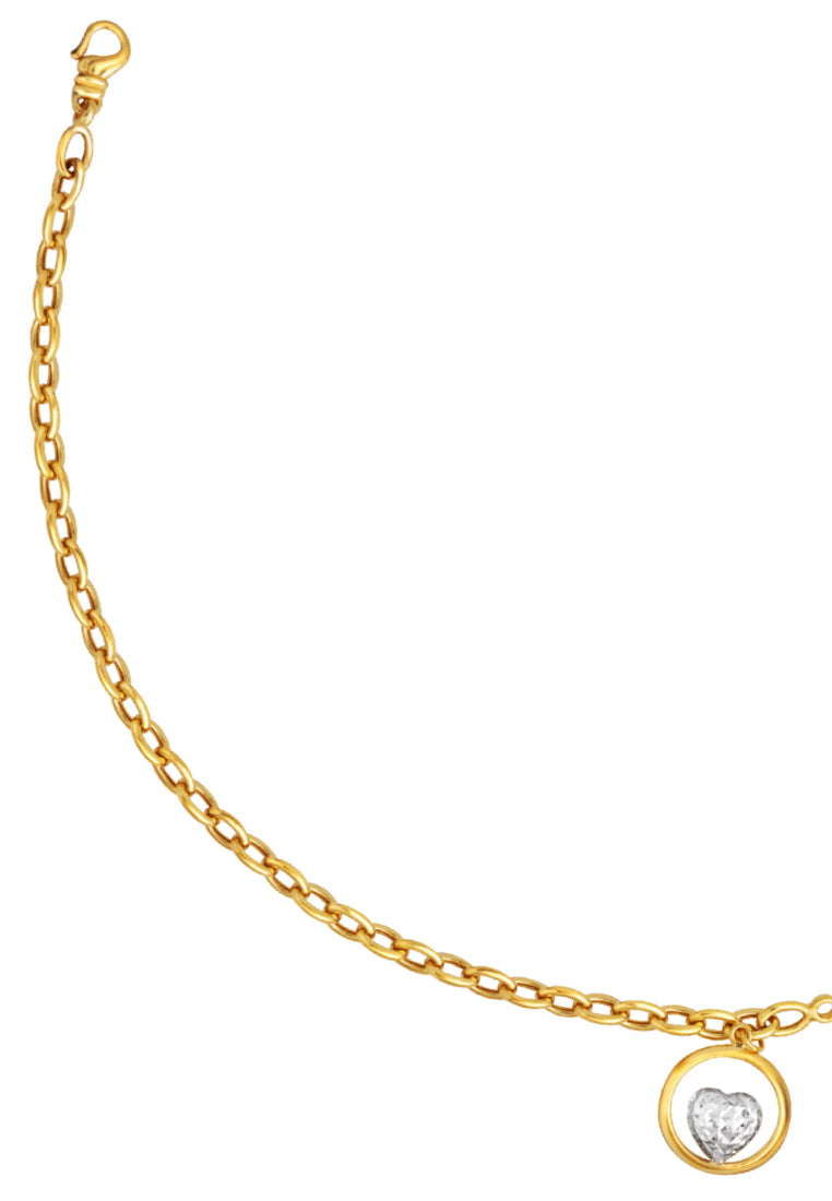 TOMEI Heart in a Circle Bracelet, Yellow Gold 916