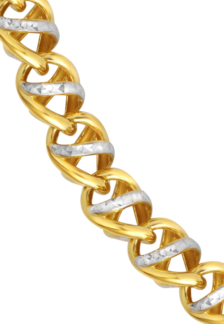 TOMEI Dual-Tone Spiral Bracelet, Yellow Gold 916