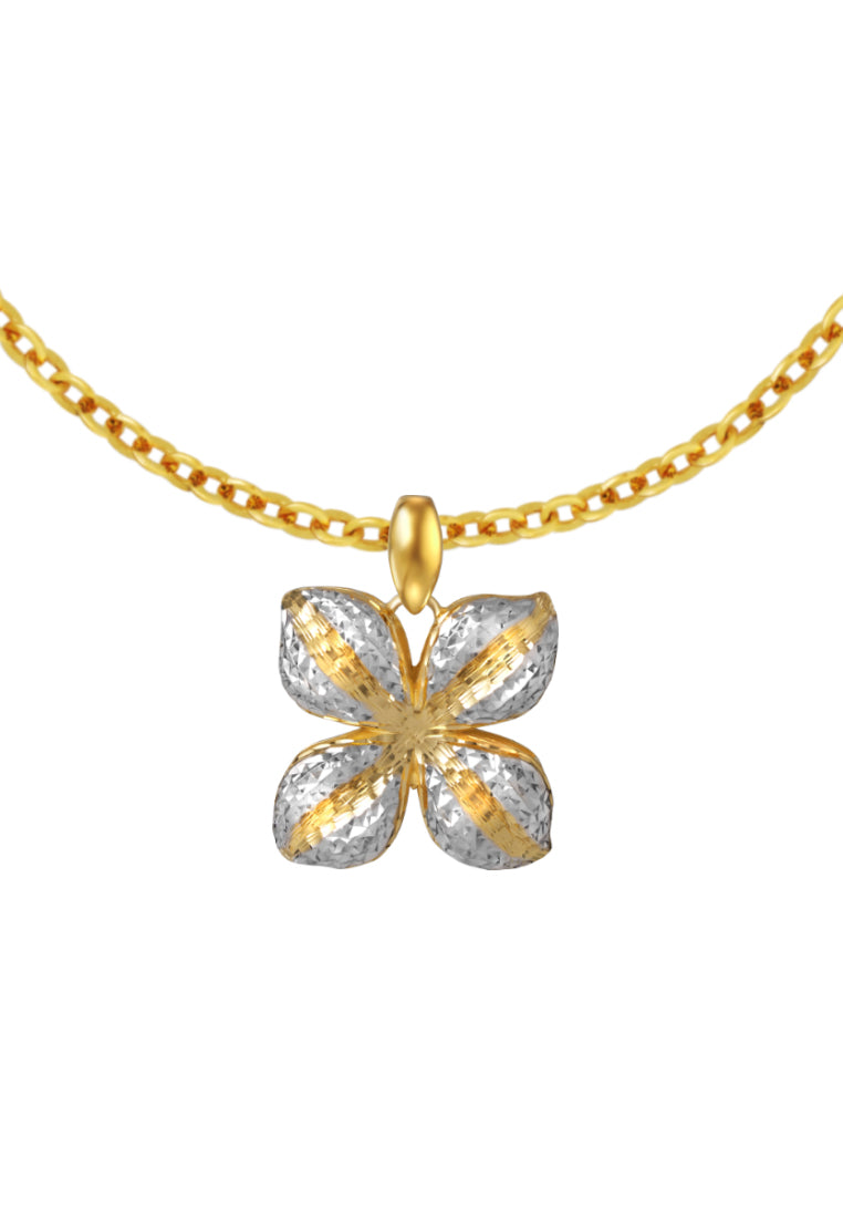 TOMEI Dual-Tone Flower Pendant, Yellow Gold 916
