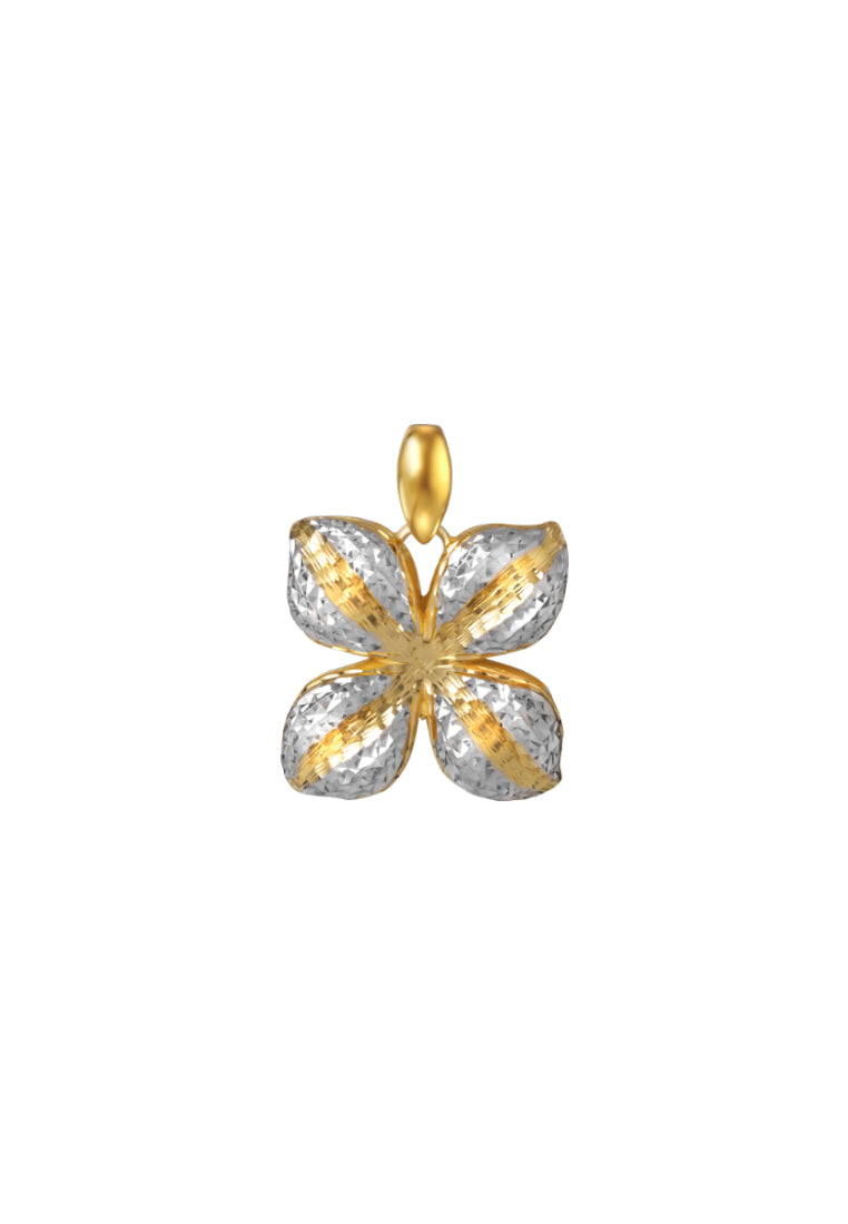 TOMEI Dual-Tone Flower Pendant, Yellow Gold 916