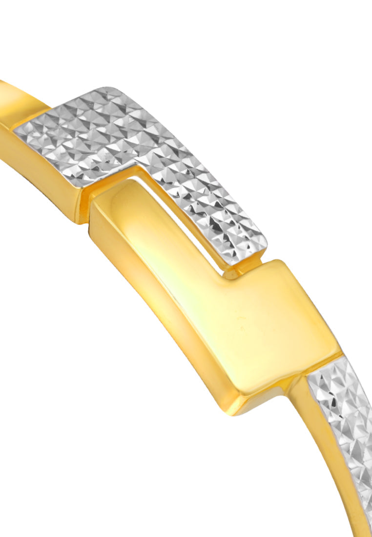 TOMEI Dual-Tone Puzzle Bangle, Yellow Gold 916