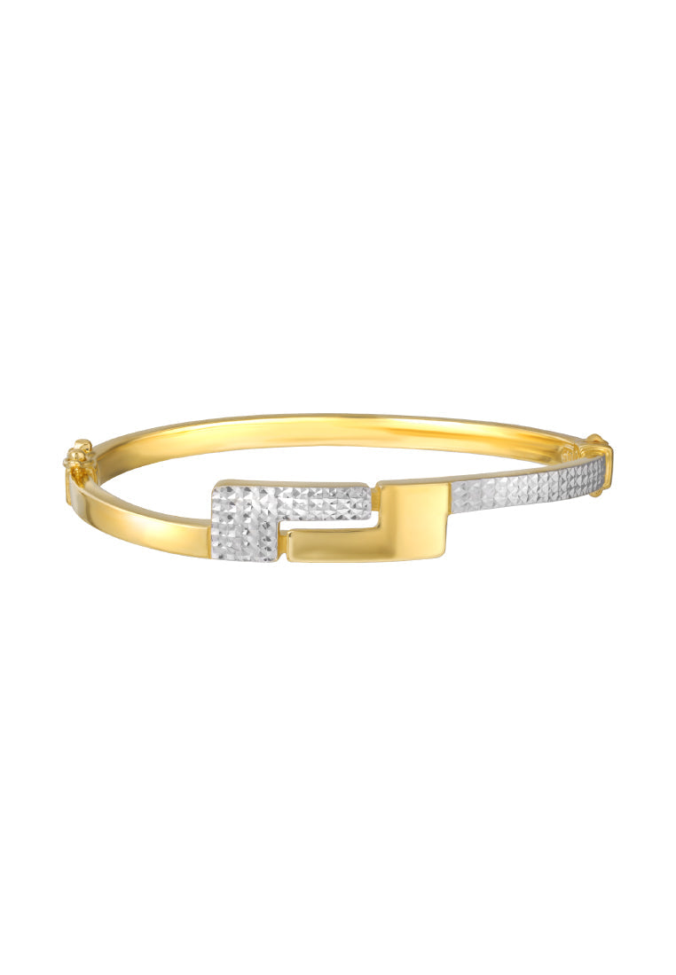 TOMEI Dual-Tone Puzzle Bangle, Yellow Gold 916