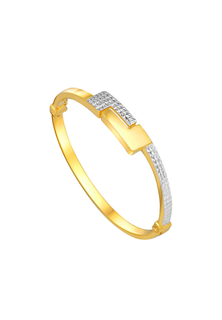 TOMEI Dual-Tone Puzzle Bangle, Yellow Gold 916