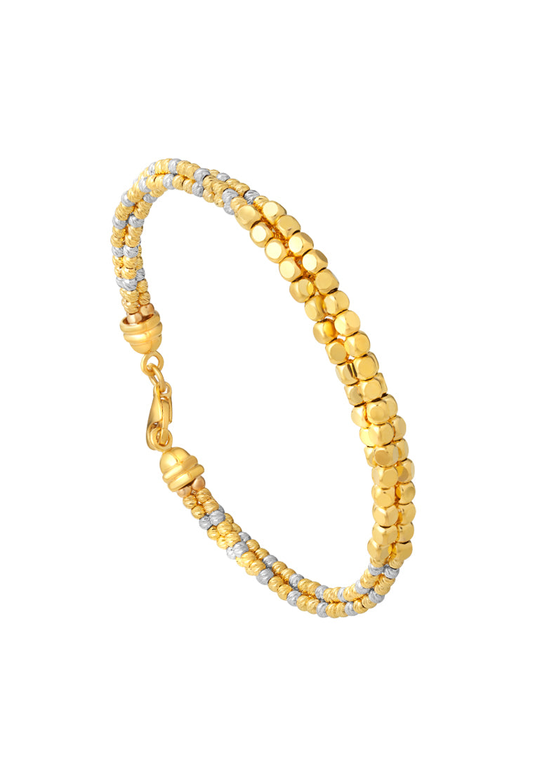 TOMEI Lusso Italia Dual-Tone Balls Bangle, Yellow Gold 916
