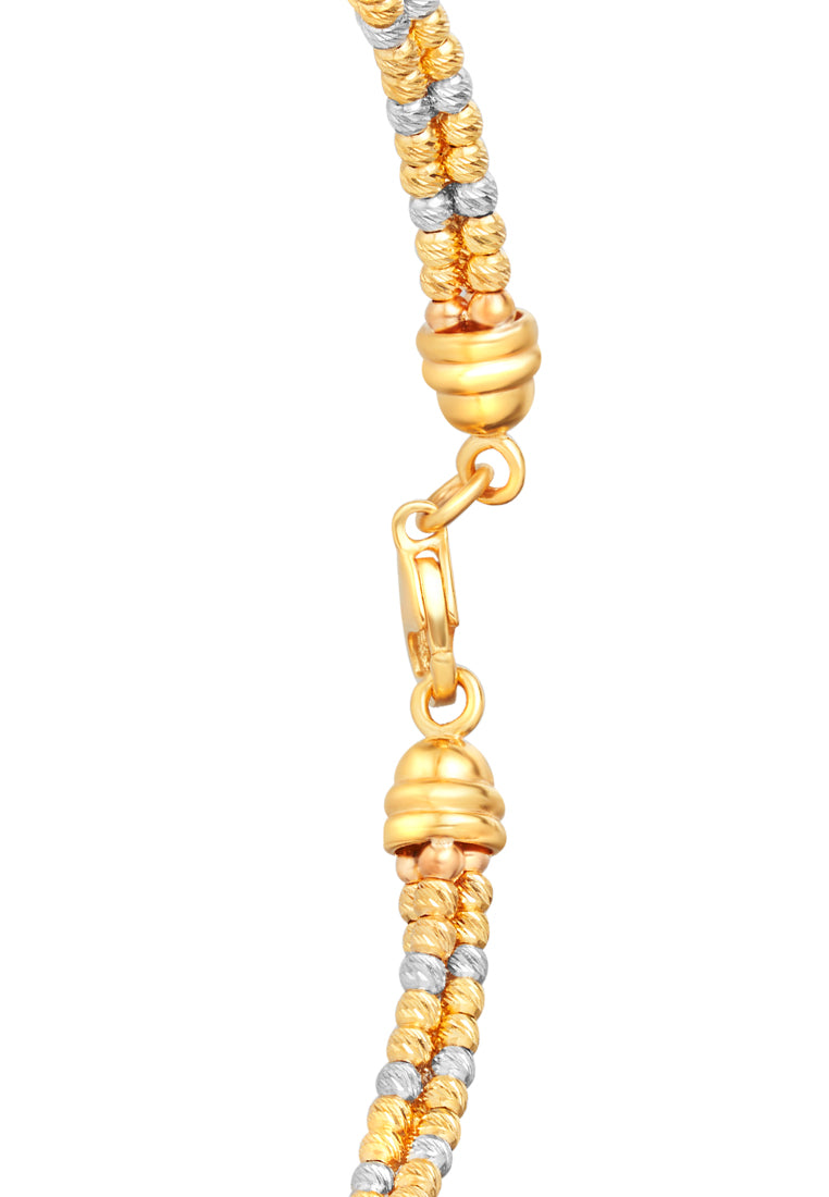 TOMEI Lusso Italia Dual-Tone Balls Bangle, Yellow Gold 916