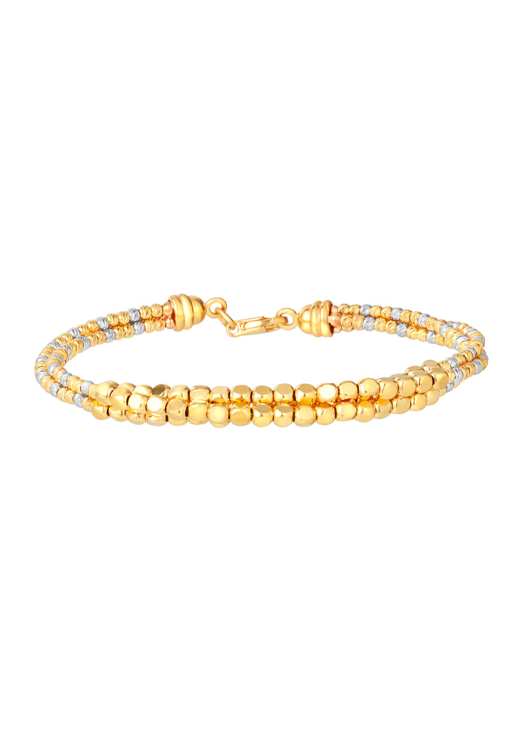 TOMEI Lusso Italia Dual-Tone Balls Bangle, Yellow Gold 916