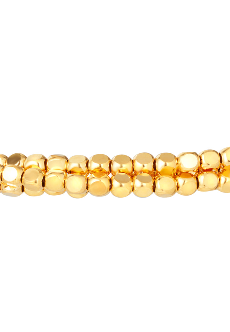 TOMEI Lusso Italia Dual-Tone Balls Bangle, Yellow Gold 916