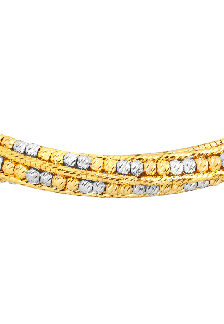 TOMEI Lusso Italia Dual-Tone Beads Bangle, Yellow Gold 916