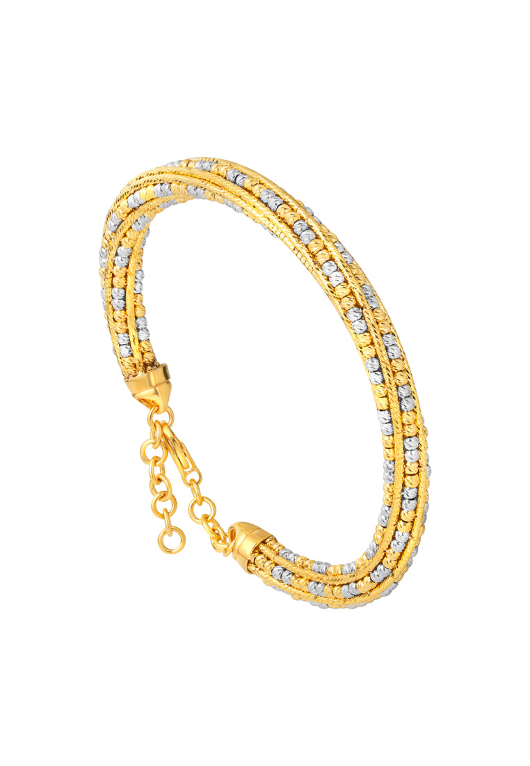TOMEI Lusso Italia Dual-Tone Beads Bangle, Yellow Gold 916