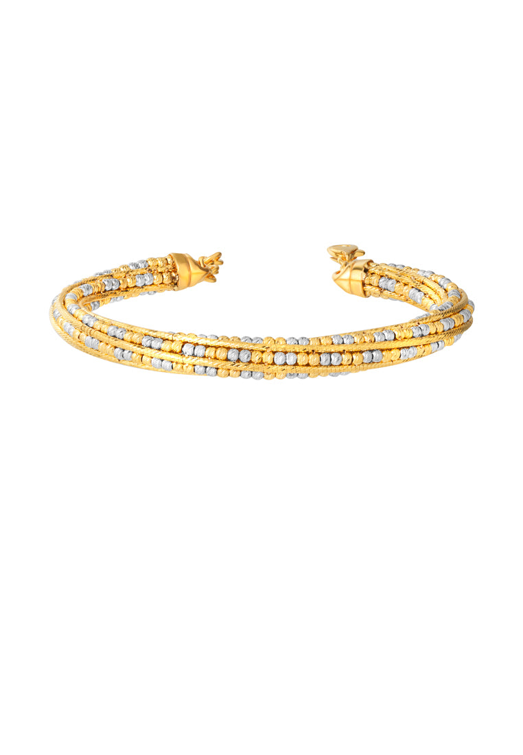 TOMEI Lusso Italia Dual-Tone Beads Bangle, Yellow Gold 916