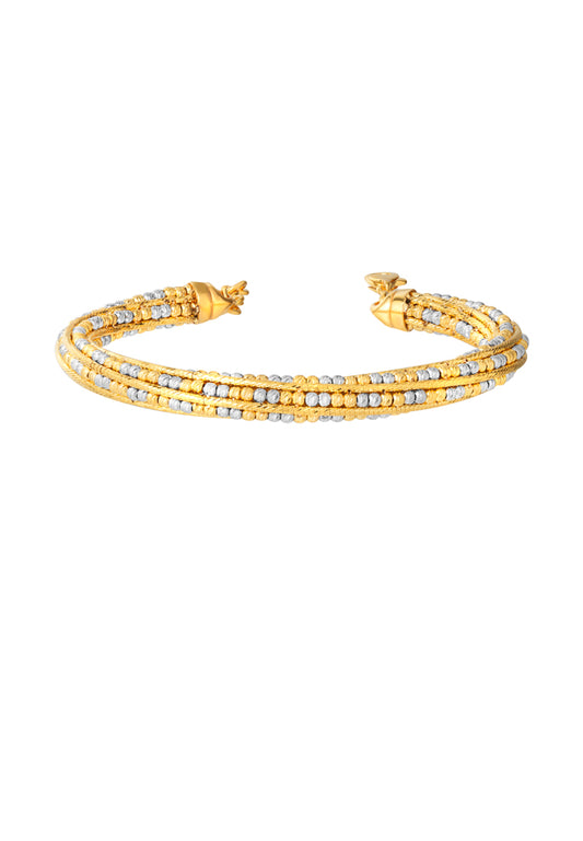 TOMEI Lusso Italia Dual-Tone Beads Bangle, Yellow Gold 916