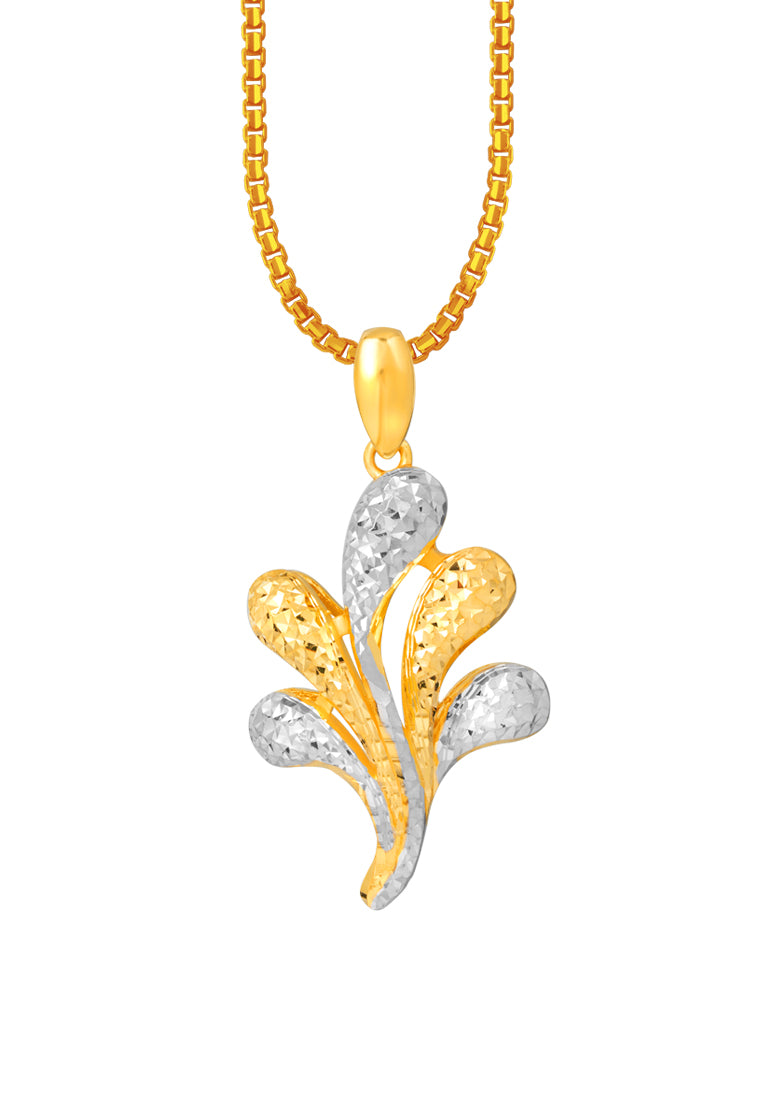 TOMEI Dual-Tone Blossom Pendant, Yellow Gold 916