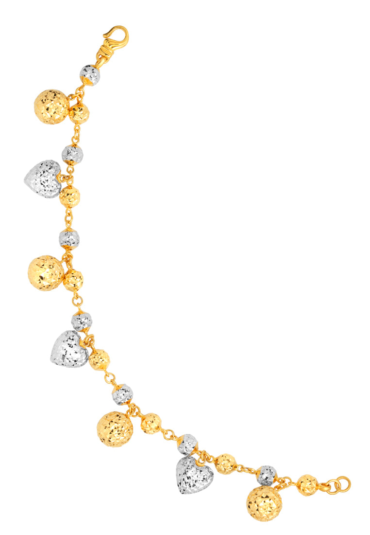 TOMEI Dual-Tone Lovely Beads Bracelet, Yellow Gold 916