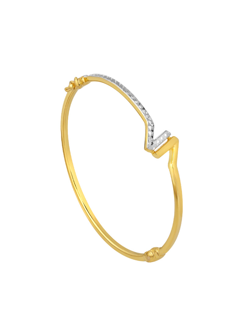 TOMEI Dual-Tone Bangle, Yellow Gold 916