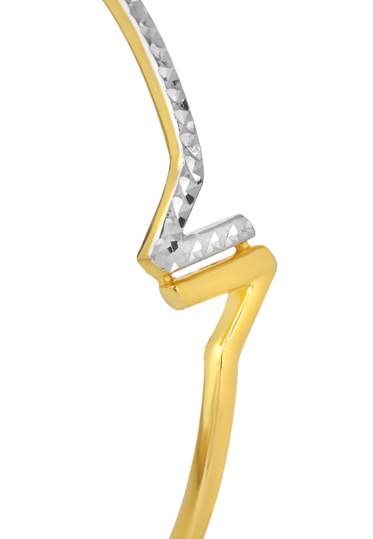 TOMEI Dual-Tone Bangle, Yellow Gold 916