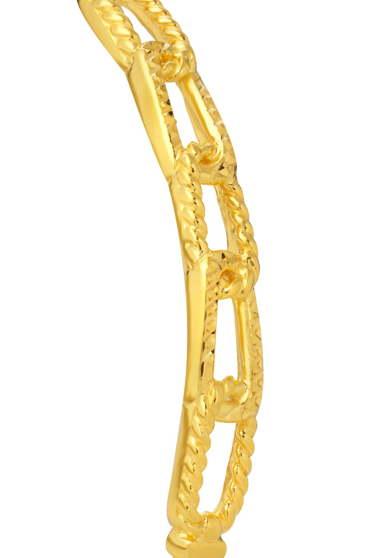 TOMEI Twisted Clip Bangle, Yellow Gold 916