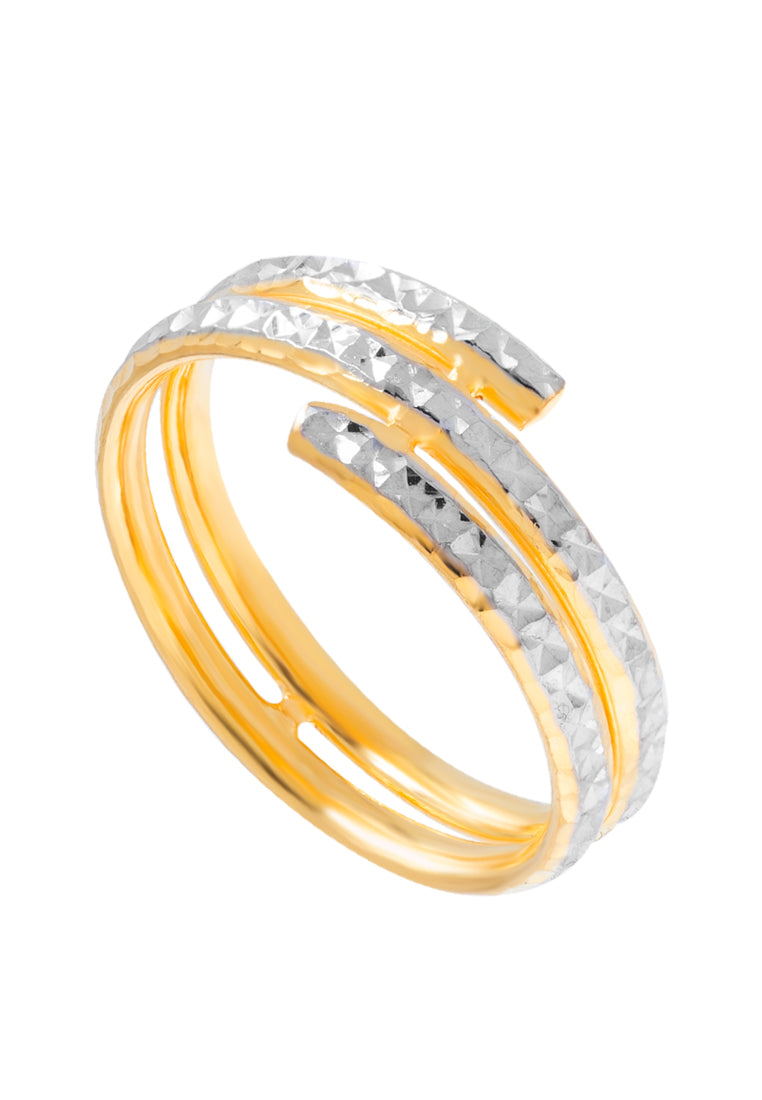 TOMEI Dual-Tone Layered Spiral Ring, Yellow Gold 916