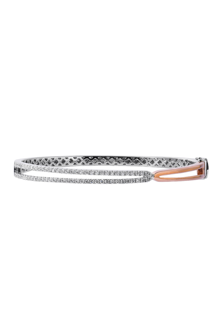 TOMEI Diamond Bangle, White+Rose Gold 585