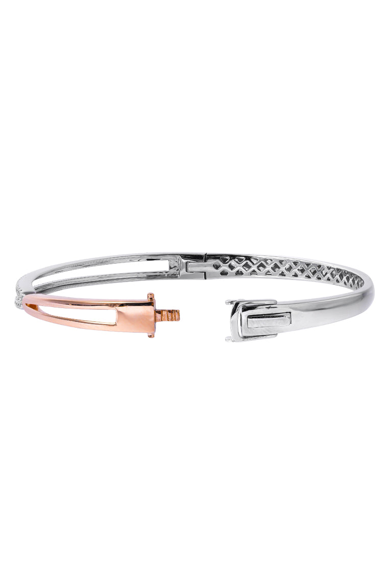 TOMEI Diamond Bangle, White+Rose Gold 585