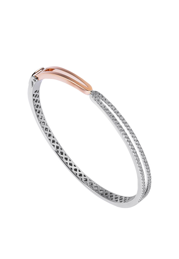 TOMEI Diamond Bangle, White+Rose Gold 585