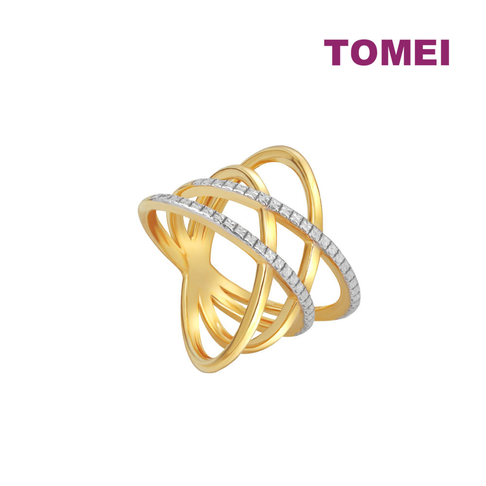 TOMEI Diamond Cut Collection Layered Ring, Yellow Gold 916