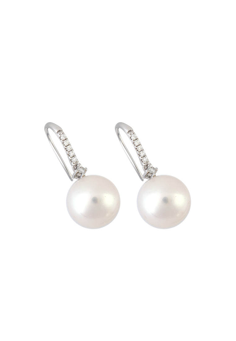 TOMEI Mesmeric Elegance of the Seas Earrings, Pearl Diamond, White/Yellow Gold 585