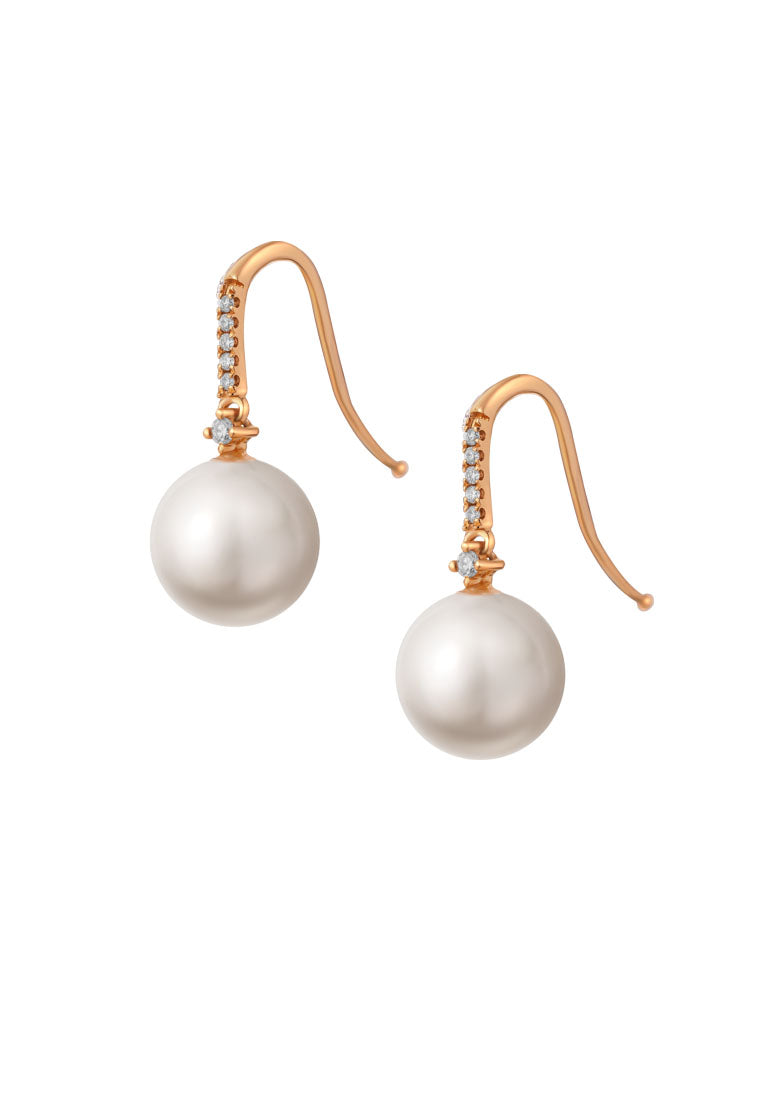 TOMEI Mesmeric Elegance of the Seas Earrings, Pearl Diamond, White/Yellow Gold 585