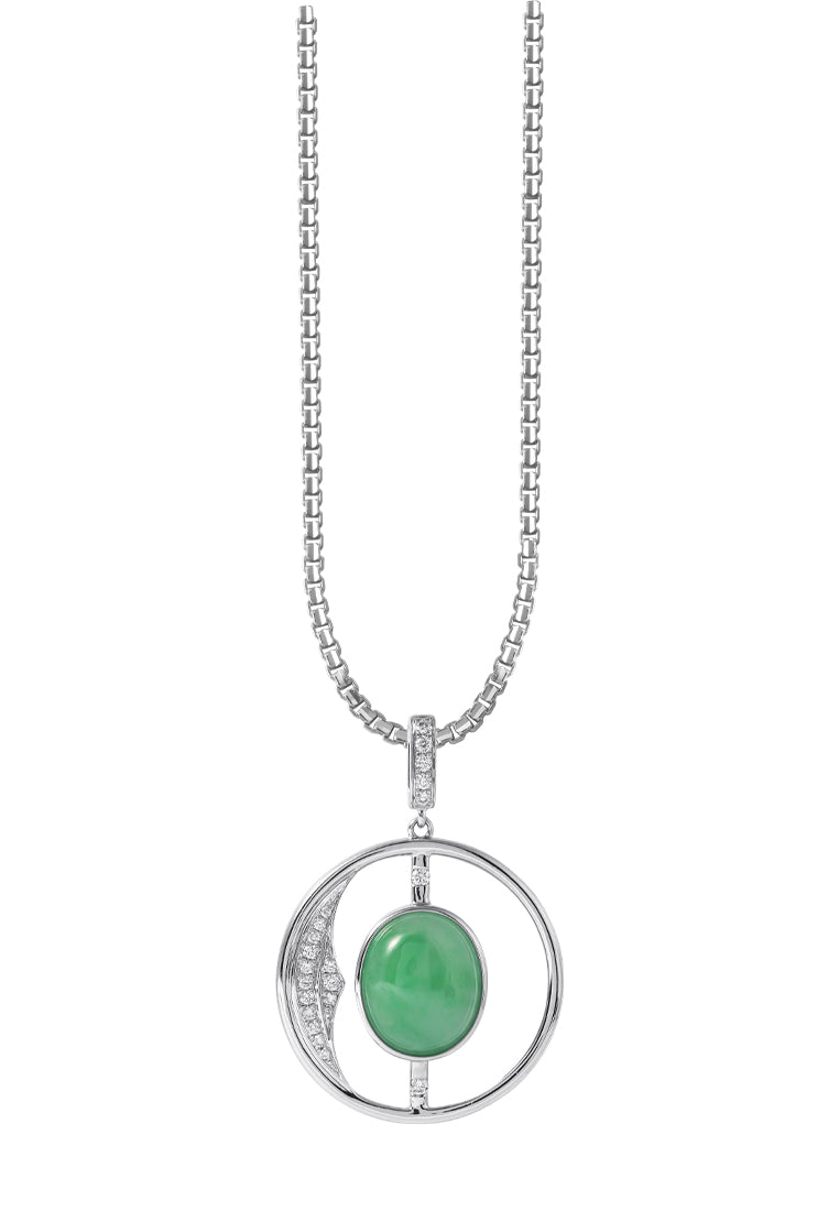 TOMEI Jade Pendant, White Gold 750