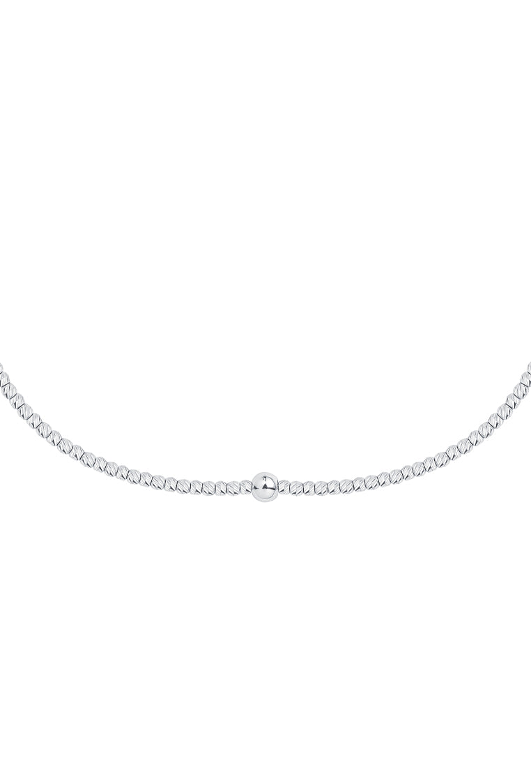 TOMEI Bead Necklace, White Gold 585