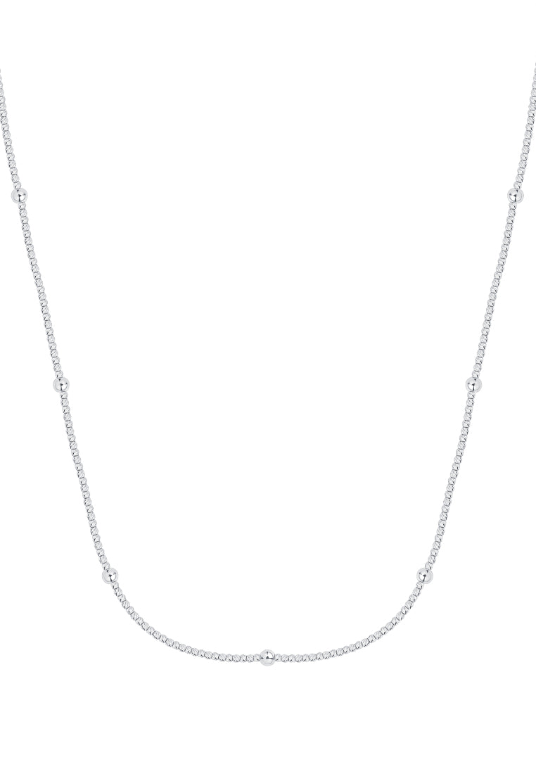 TOMEI Bead Necklace, White Gold 585
