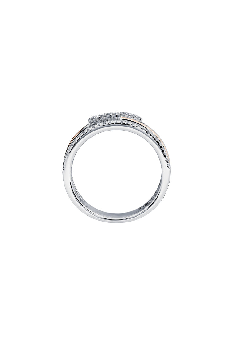 TOMEI Trio-Layered Diamond Ring, White+Rose Gold 750