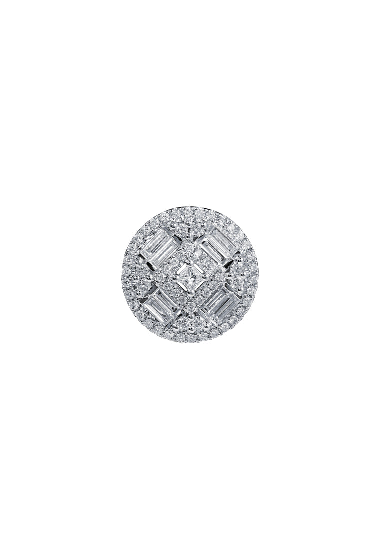 TOMEI Rounded Sparkling Diamond Pendant, White Gold 750
