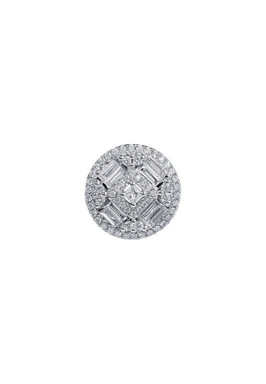 TOMEI Rounded Sparkling Diamond Pendant, White Gold 750