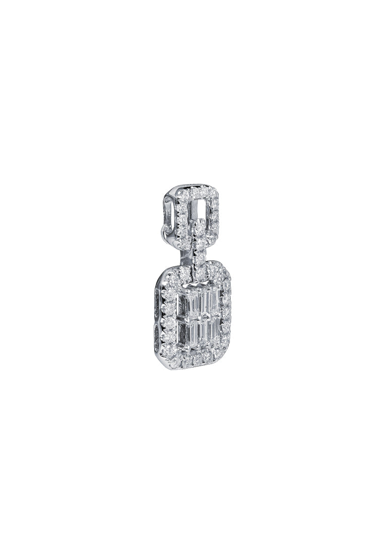 TOMEI La Baguatte Diamond Pendant, White Gold 750