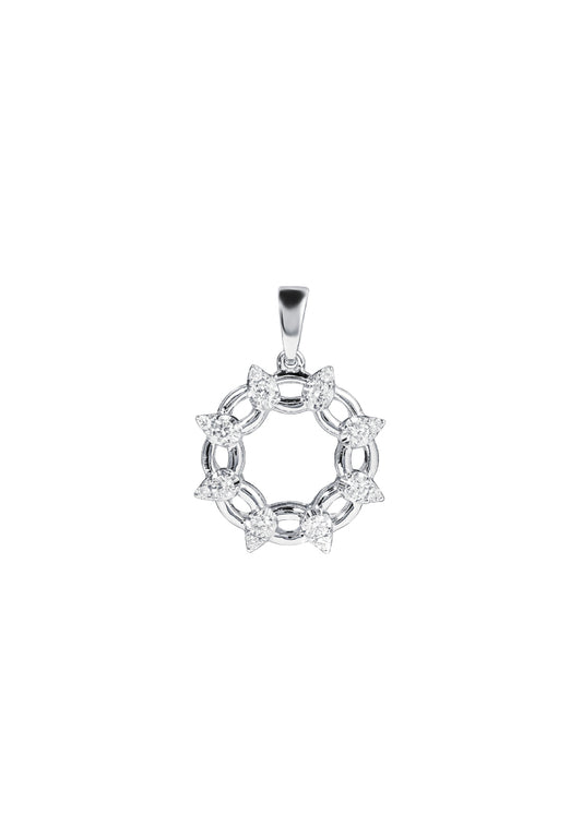 TOMEI Circular Diamond Pendant, White Gold 750