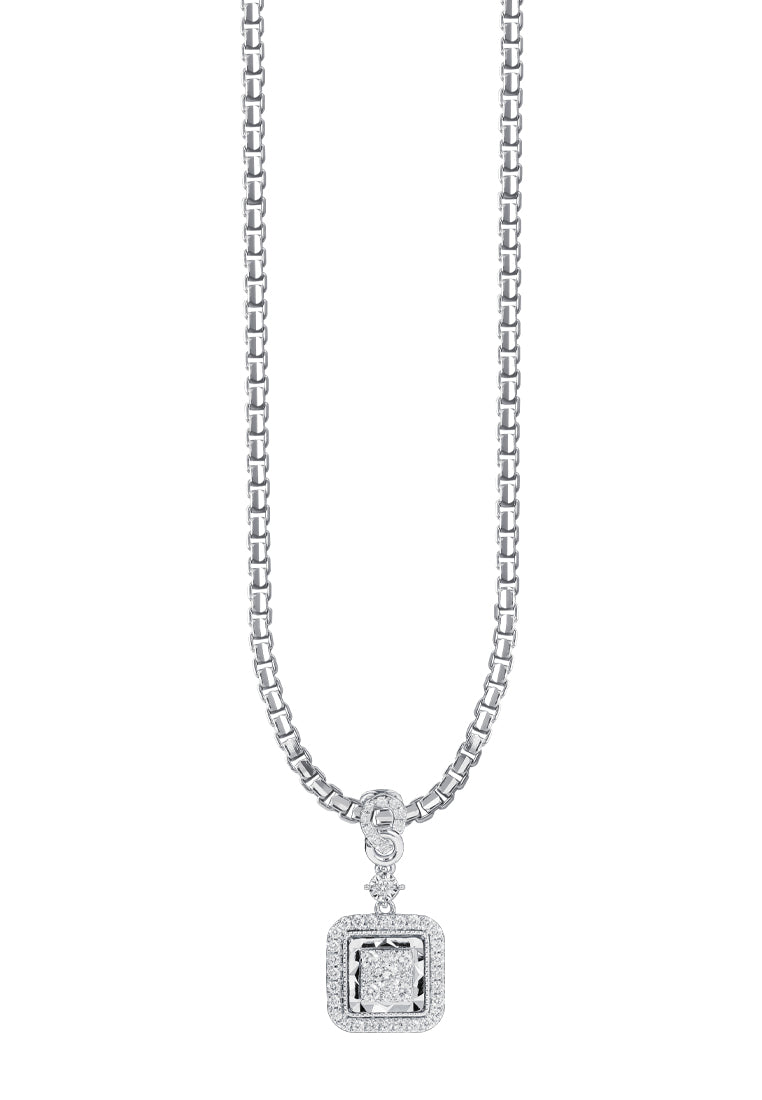 TOMEI Squarish Diamond Pendant, White Gold 750