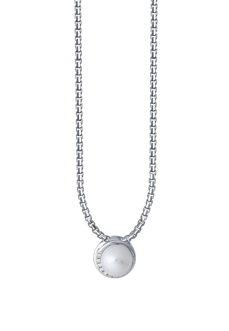 TOMEI Pearl Pendant, White Gold 375