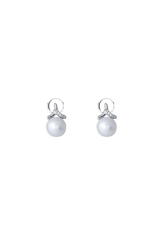 TOMEI Pearl Earrings, White Gold 375