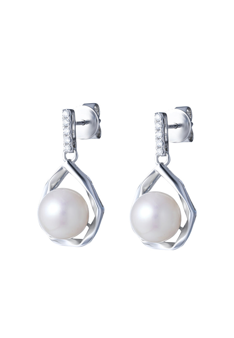 TOMEI Pearl Earrings, White Gold 585