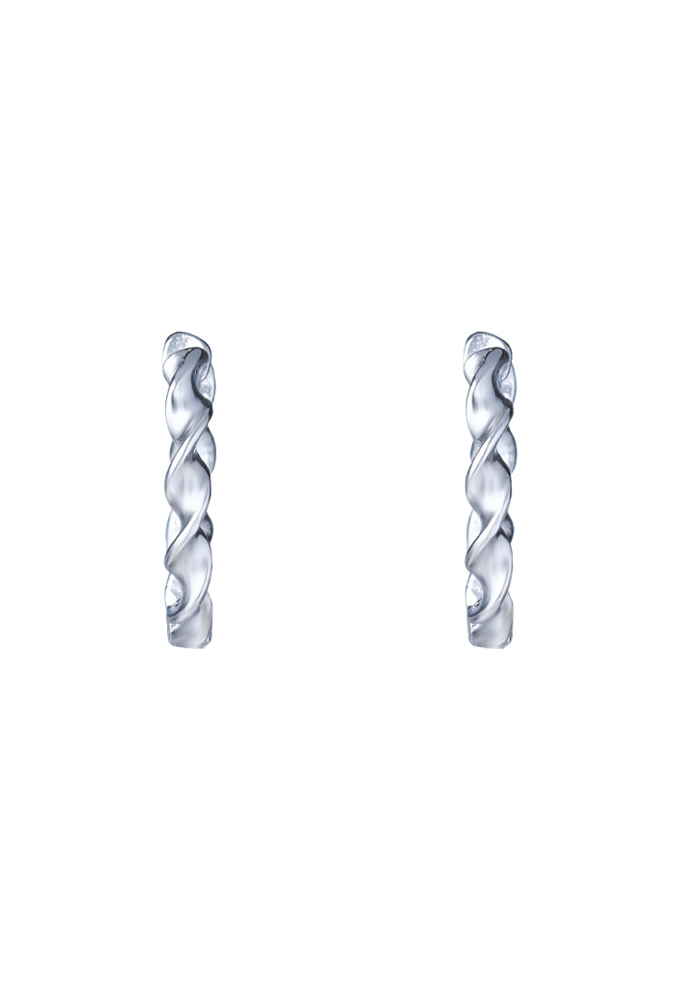 TOMEI Twisted Hoop Earrings, White Gold 585