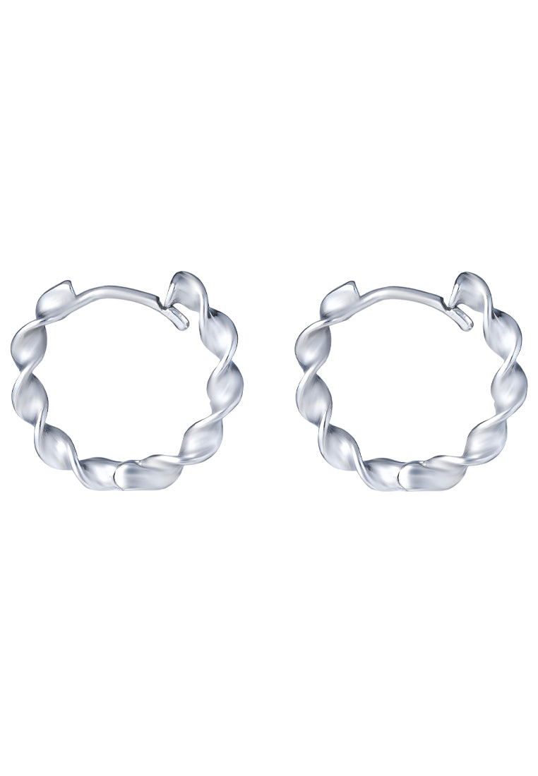 TOMEI Twisted Hoop Earrings, White Gold 585